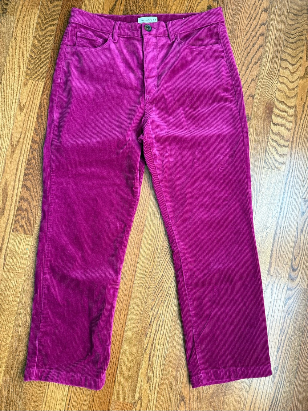LOFT Fuchsia Corduroy Cropped Pants